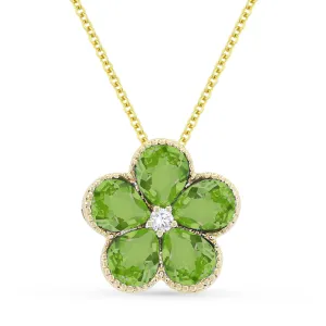 0.86Ct Peridot 16"pendant Necklace In 14K Yellow Gold