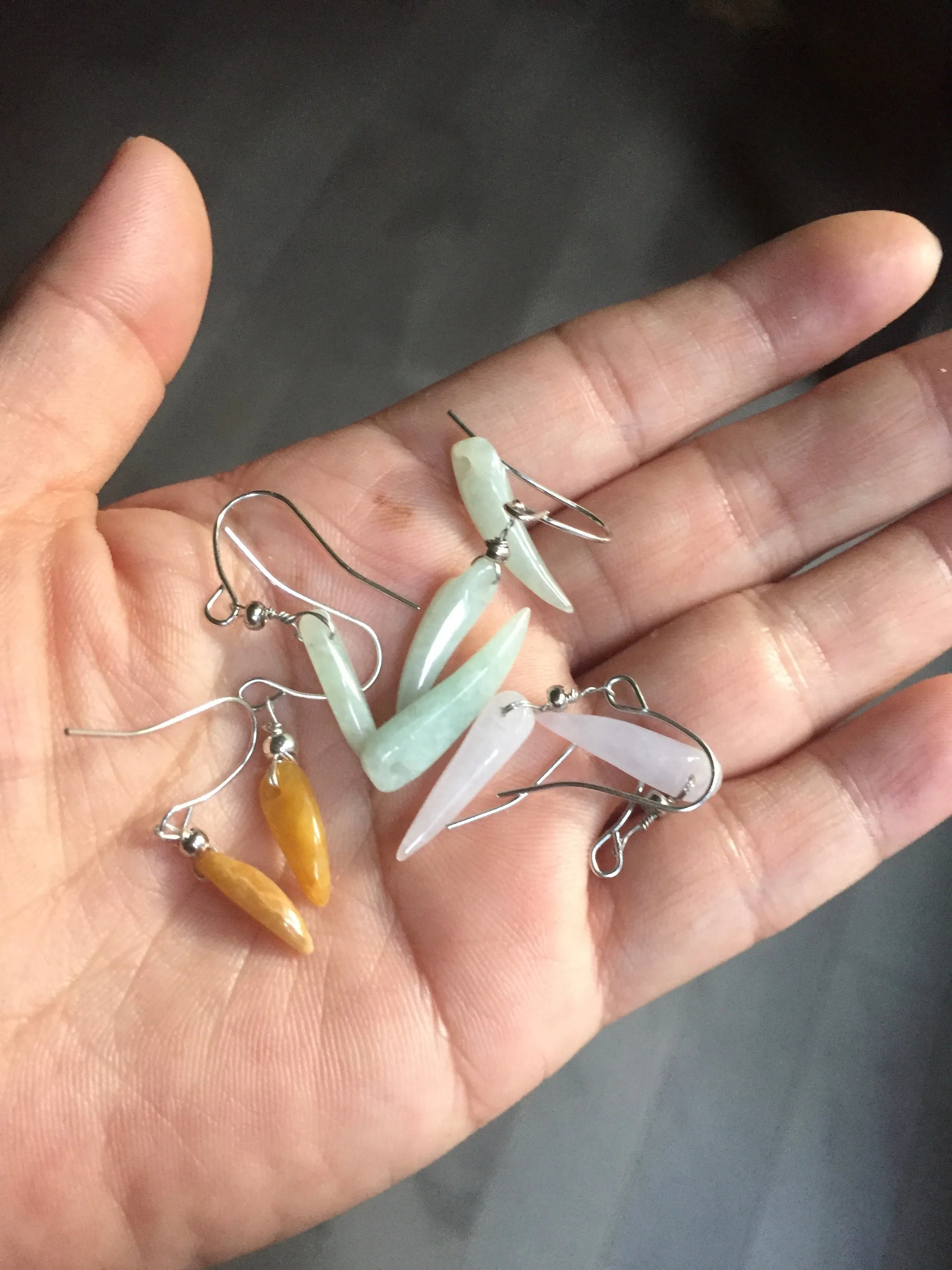 100% Natural type A light green yellow purple white hot pepper jadeite Jade beads earring group AF100 (add-on item, Not for sale individually)