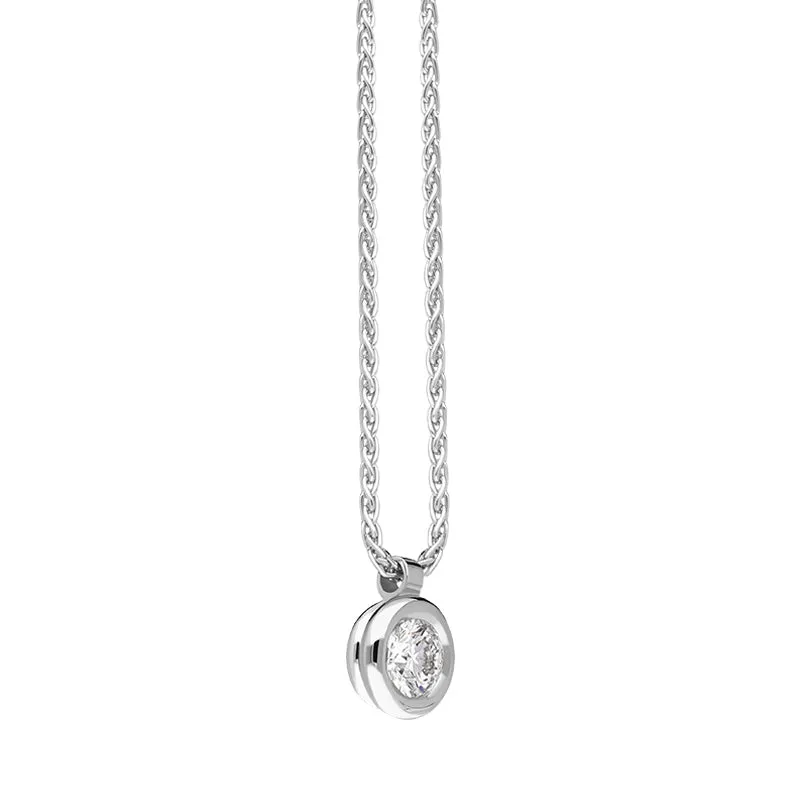 18ct White Gold 0.32ct Diamond Certified Solitaire Pendant Necklace