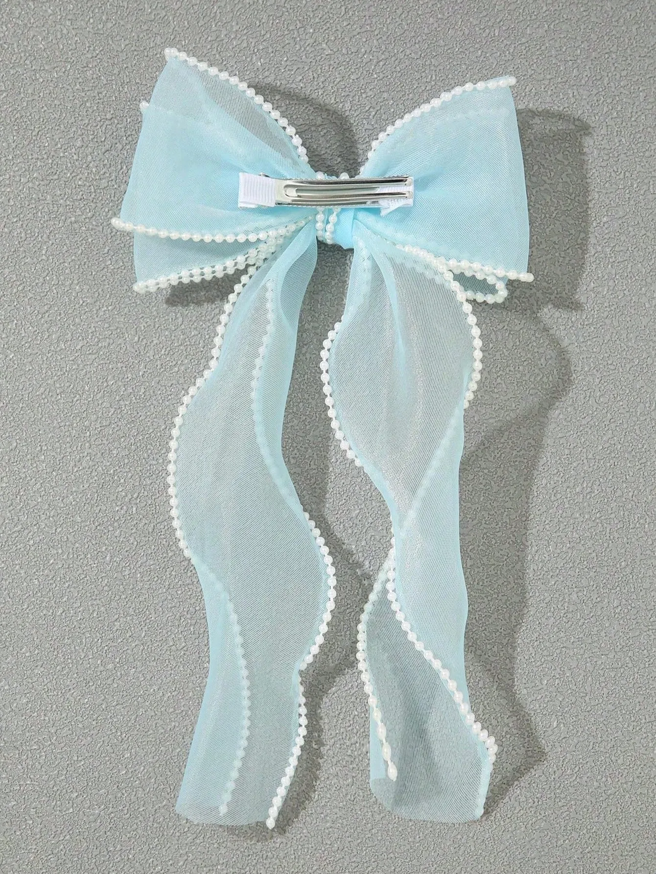 1pc Blue Double Layer Mesh & Pearl Decor Hair Clip for Women Barrette Styling