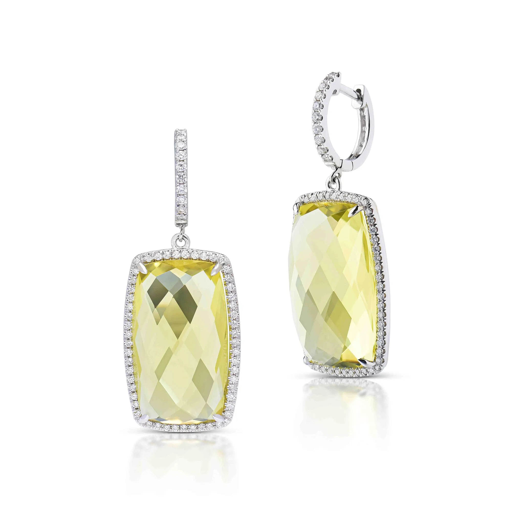 28.50 Carat Lemon Quartz Drop Earrings