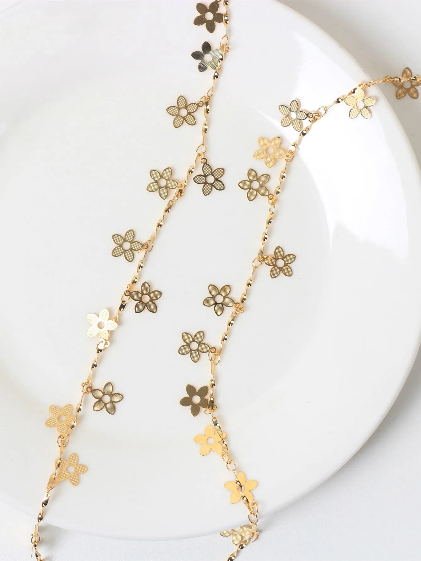 2pcs Flower & Chain Decor Tassel Hair Clip for Women Barrette Styling Hair