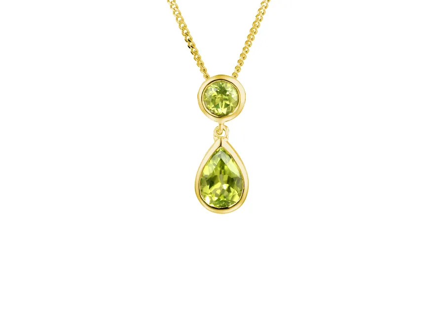 9ct Yellow Gold Mixed Cut Peridot Necklace