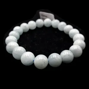 Aquamarine Bracelet Smooth Round Size 10mm 7.5" Length