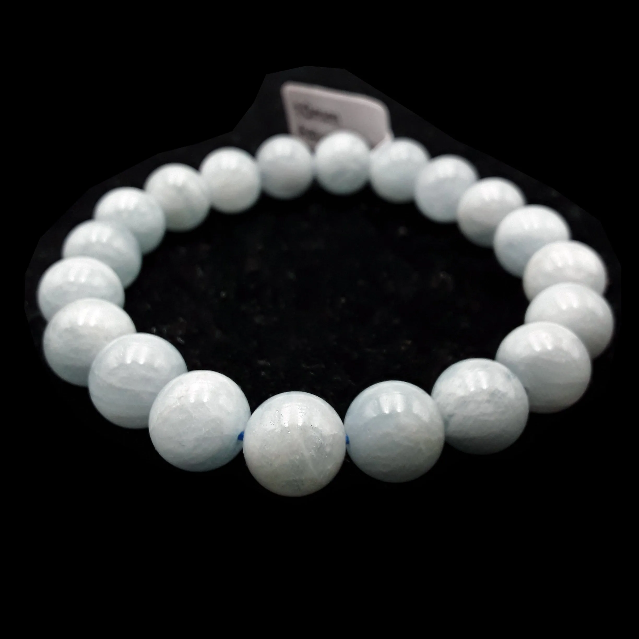 Aquamarine Bracelet Smooth Round Size 10mm 7.5" Length