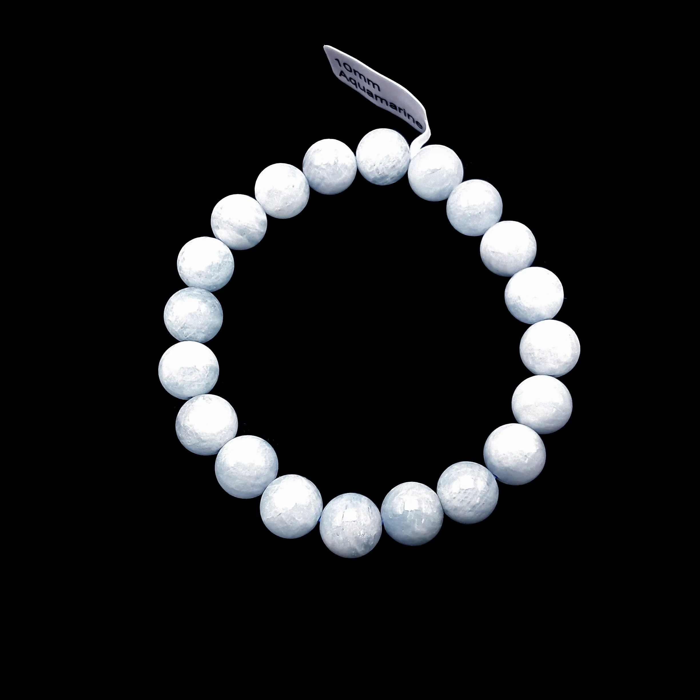 Aquamarine Bracelet Smooth Round Size 10mm 7.5" Length