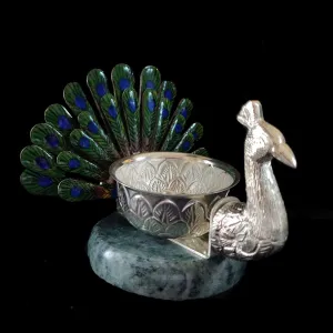 Beautiful Enamelled Peacock Diya