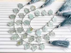 Beautiful! Natural Aquamarine Lozenge shape carved beads