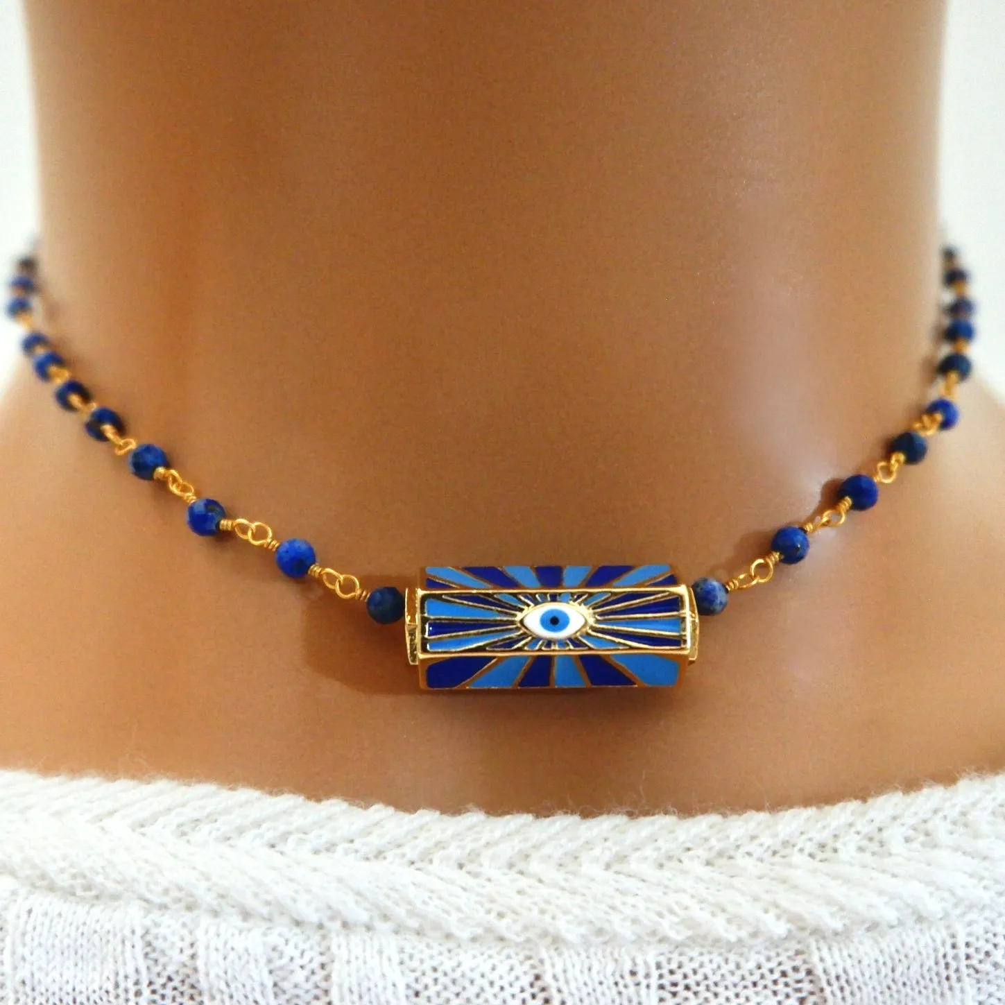 blue agapi choker necklace