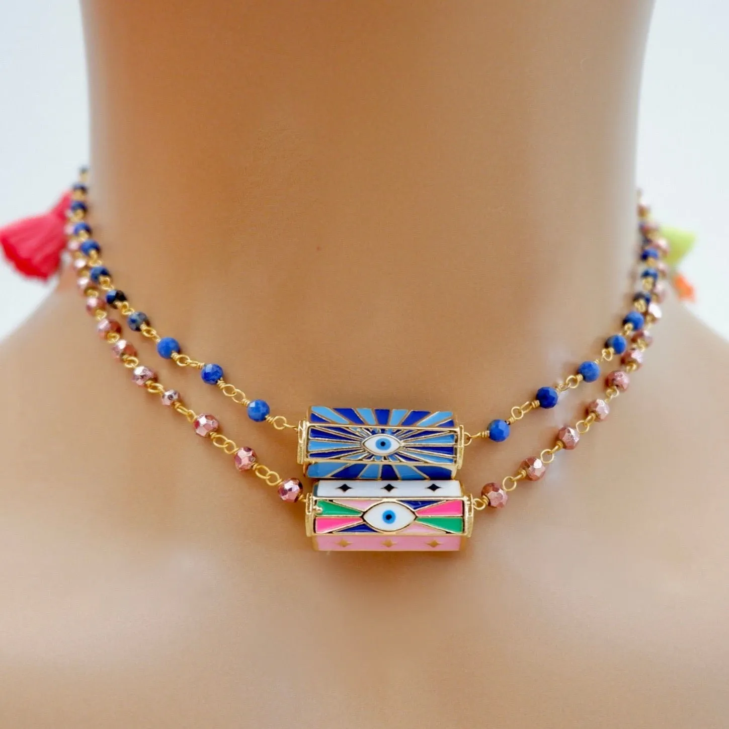 blue agapi choker necklace
