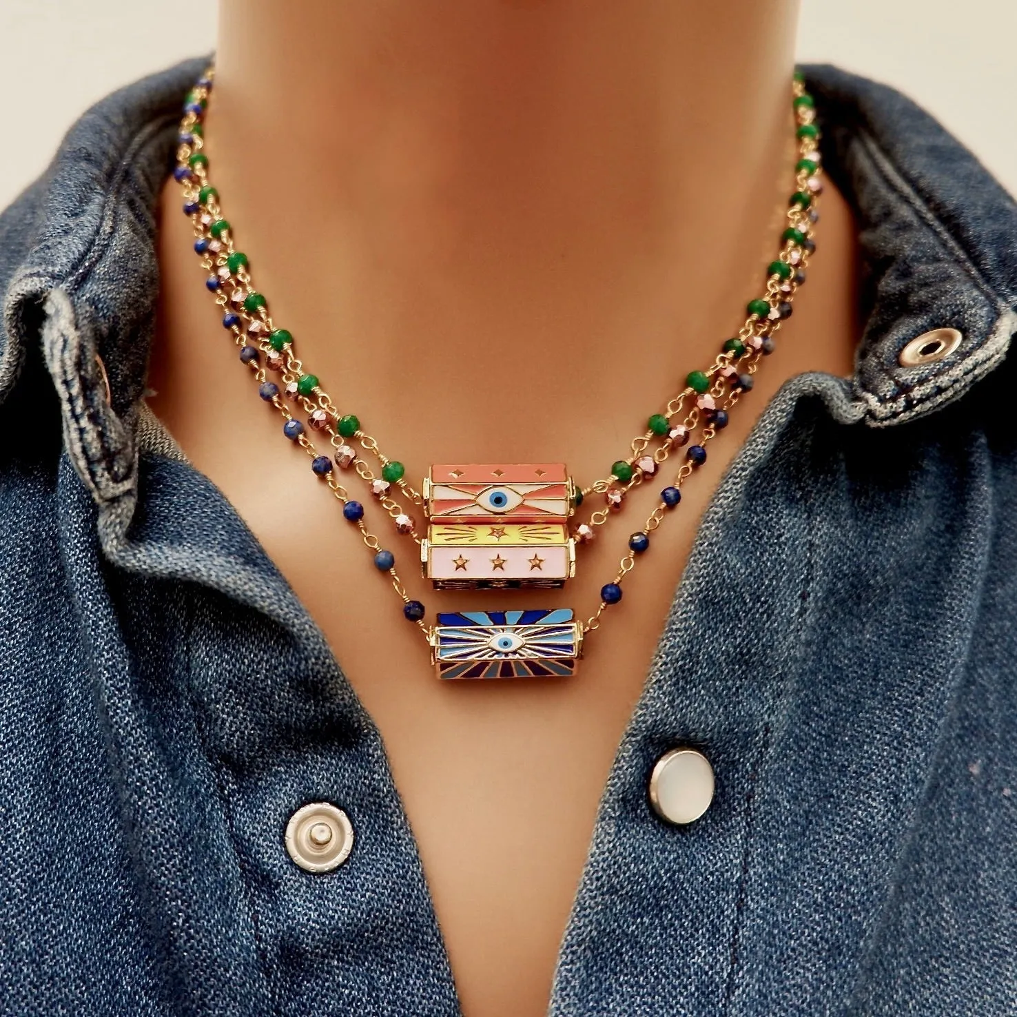 blue agapi choker necklace