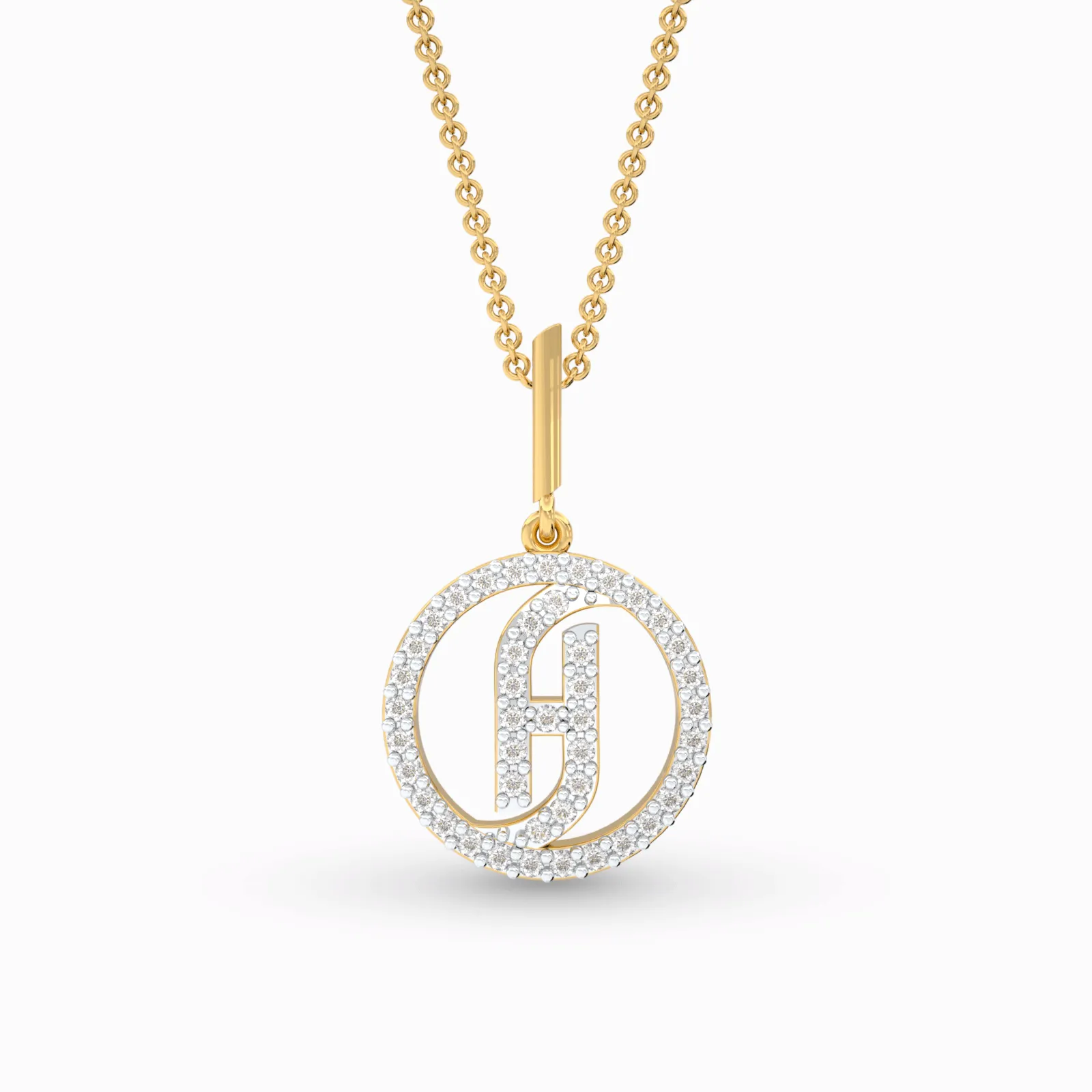 Bold Diamond Initials Pendant Necklace