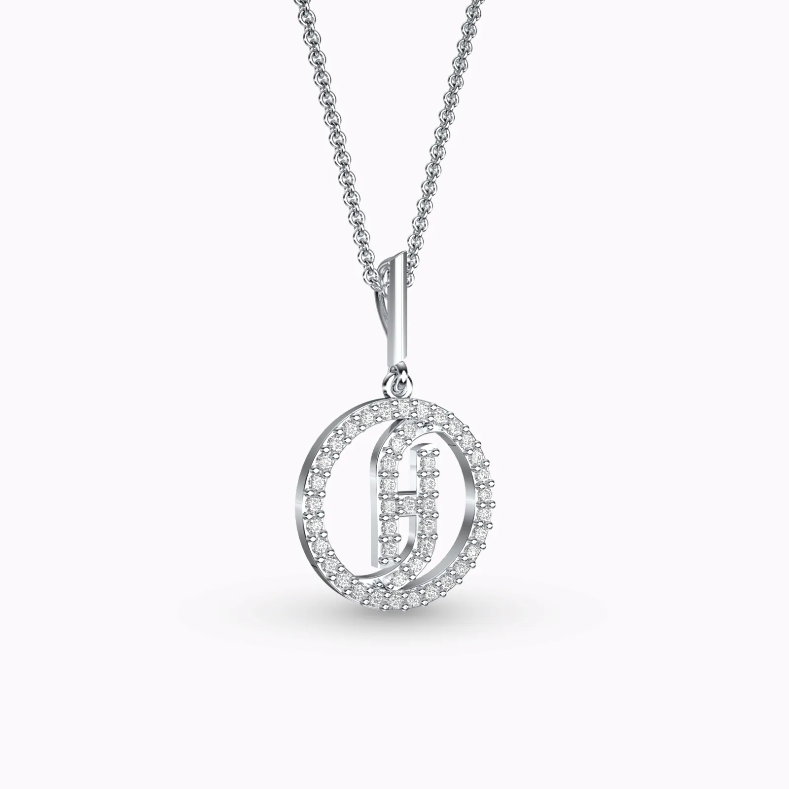 Bold Diamond Initials Pendant Necklace