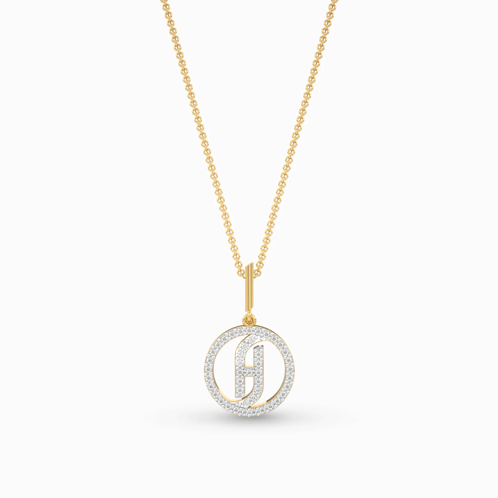 Bold Diamond Initials Pendant Necklace