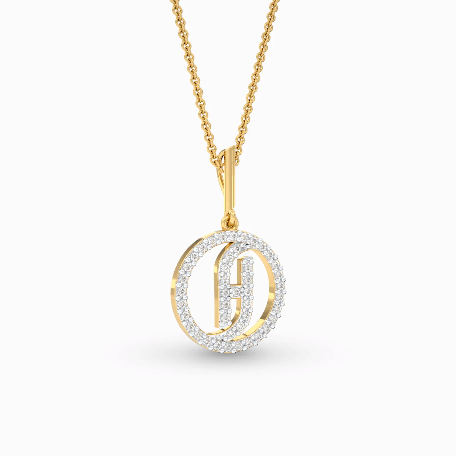 Bold Diamond Initials Pendant Necklace