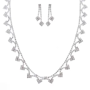 Bridal Wedding Jewelry Crystal Rhinestone Striking Style Necklace Set J678 SV
