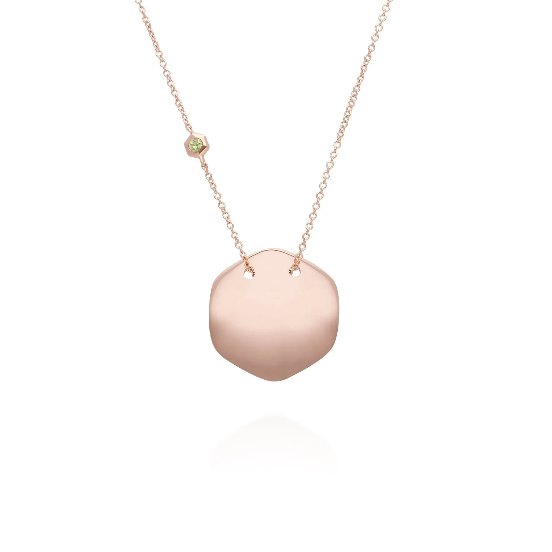 Collier à Graver Argent 925 Plaqué Or Rose Péridot