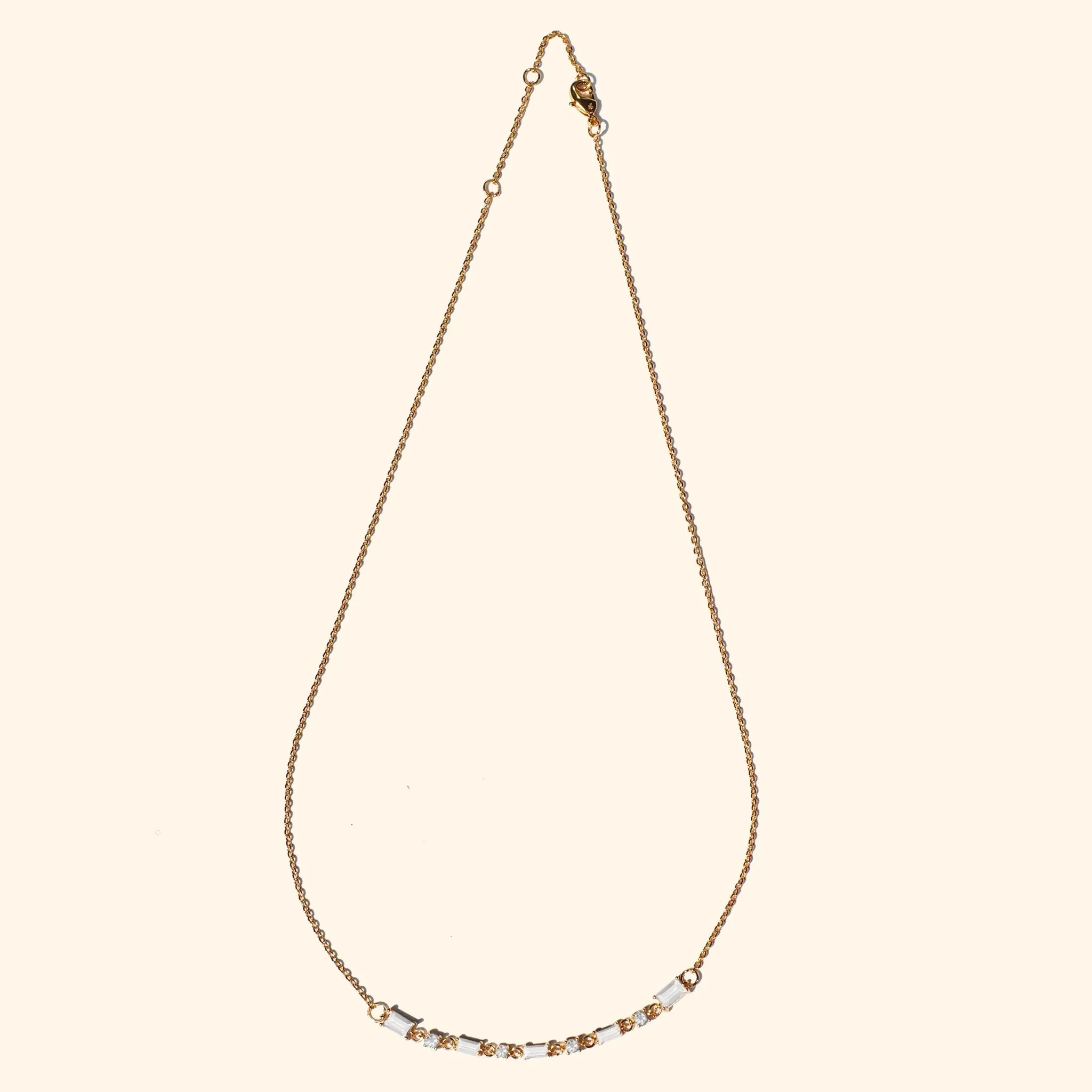 Crystal and Baguette Bar Choker Necklace