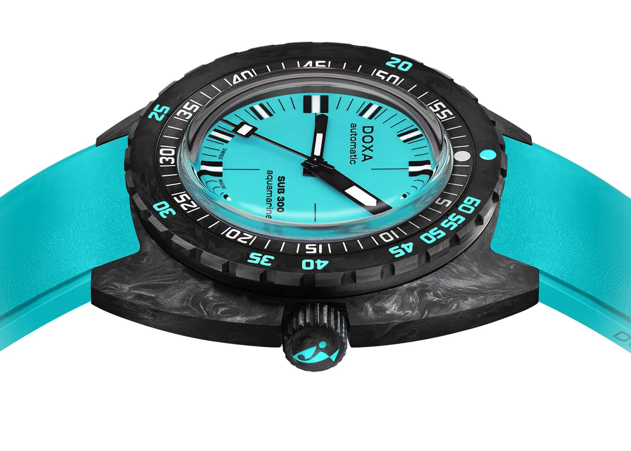 Doxa SUB 300 Carbon COSC Aquamarine Rubber