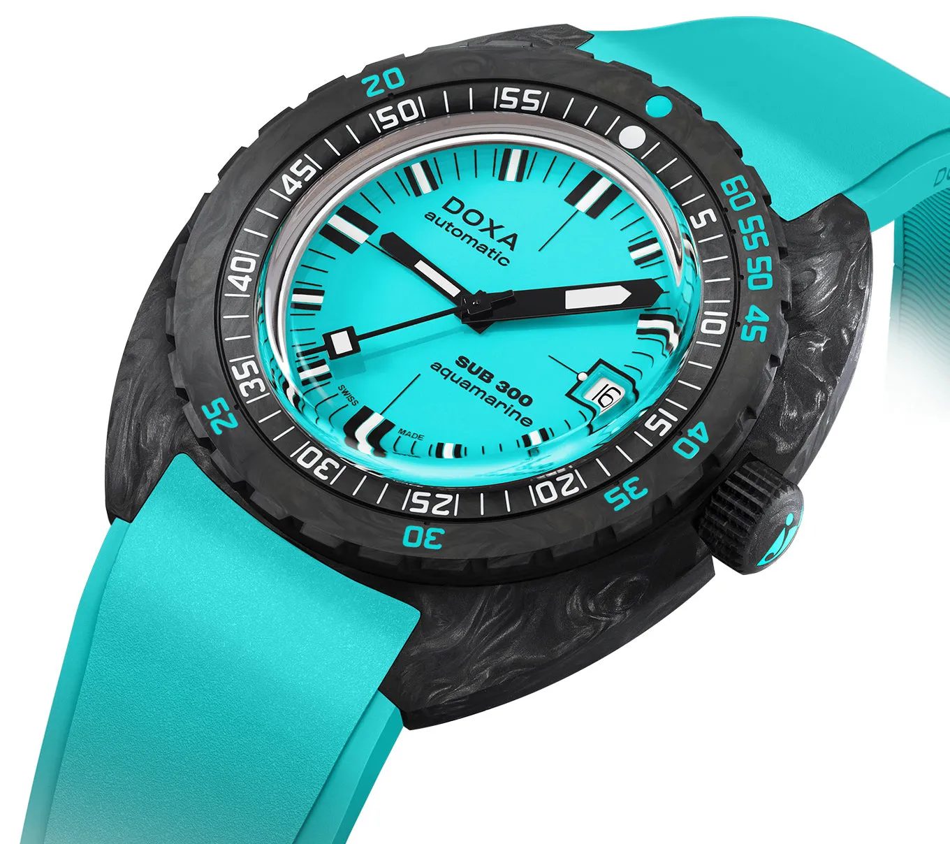 Doxa SUB 300 Carbon COSC Aquamarine Rubber