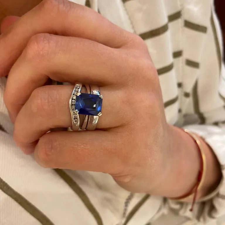 Electric Blue Platinum Sapphire Ring