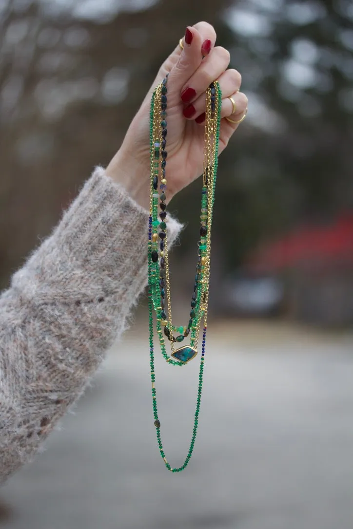 Emerald, Lapis Lazuli, Sapphire & High Karat Gold Necklace
