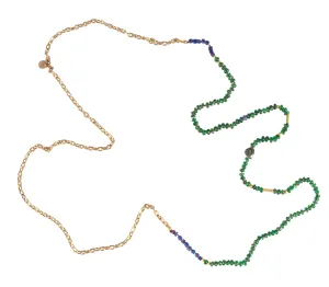 Emerald, Lapis Lazuli, Sapphire & High Karat Gold Necklace