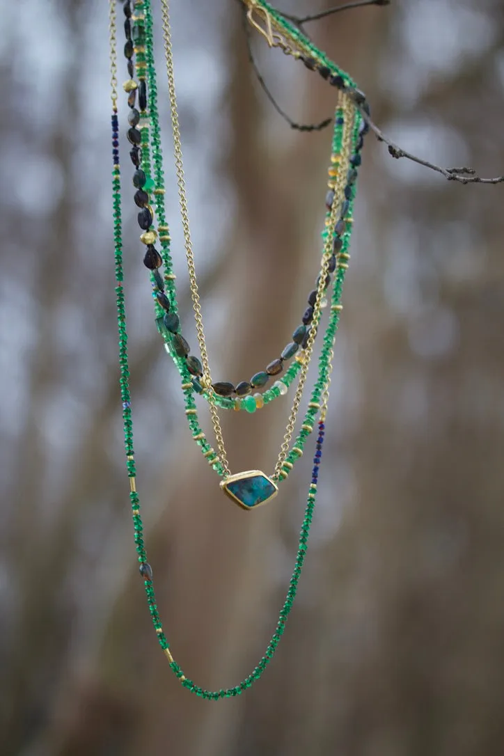 Emerald, Lapis Lazuli, Sapphire & High Karat Gold Necklace