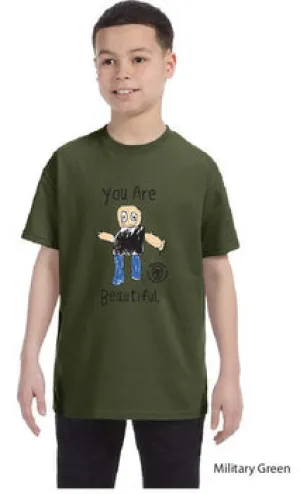Forging Forward "You Are Beautiful" Full Color T-Shirt - Military Green - Kids