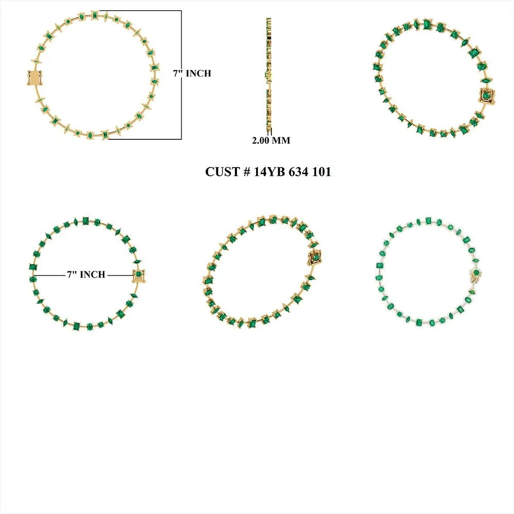 Gold Emerald Bracelet 7"