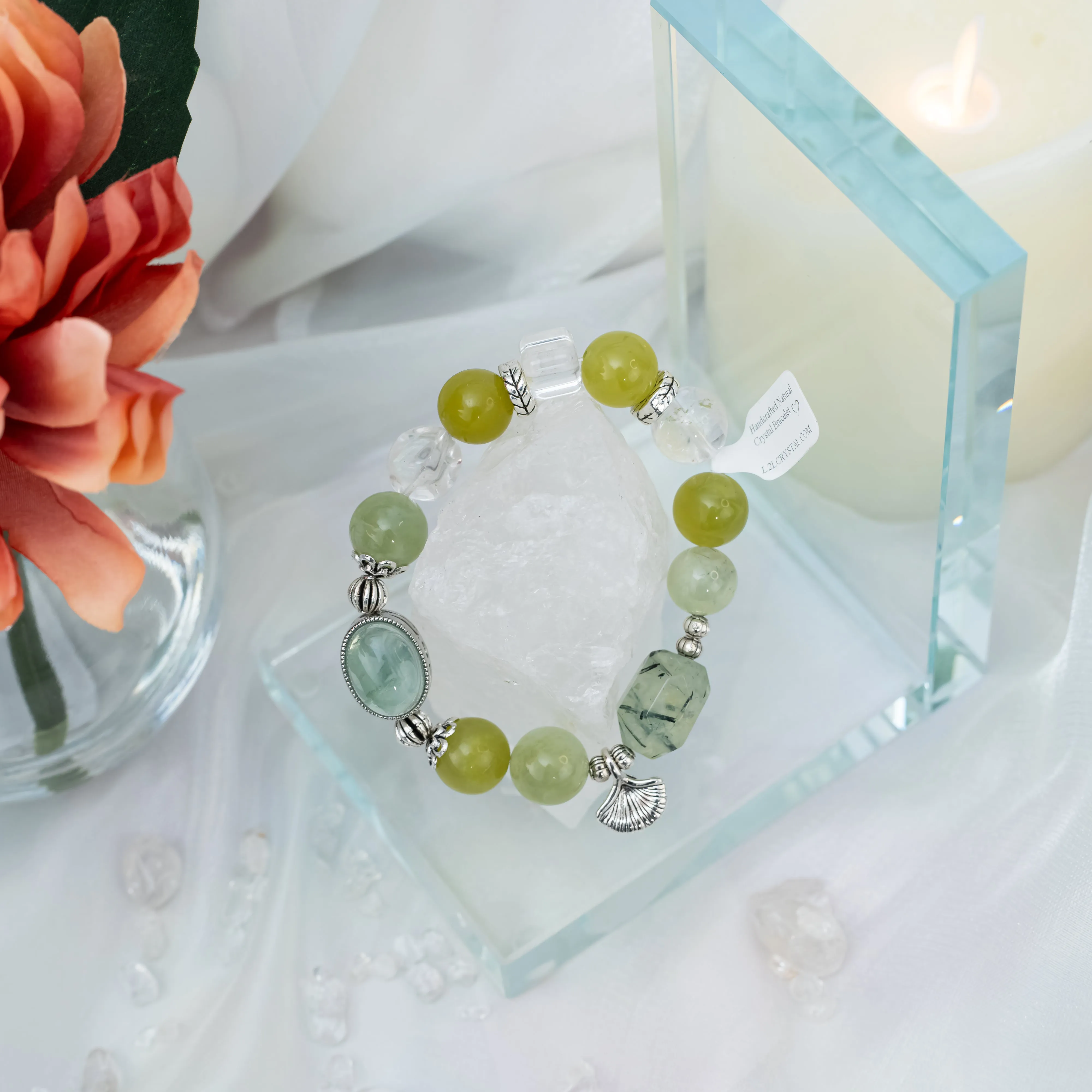 Green Fluorite Prehnite Serpentine Bracelet