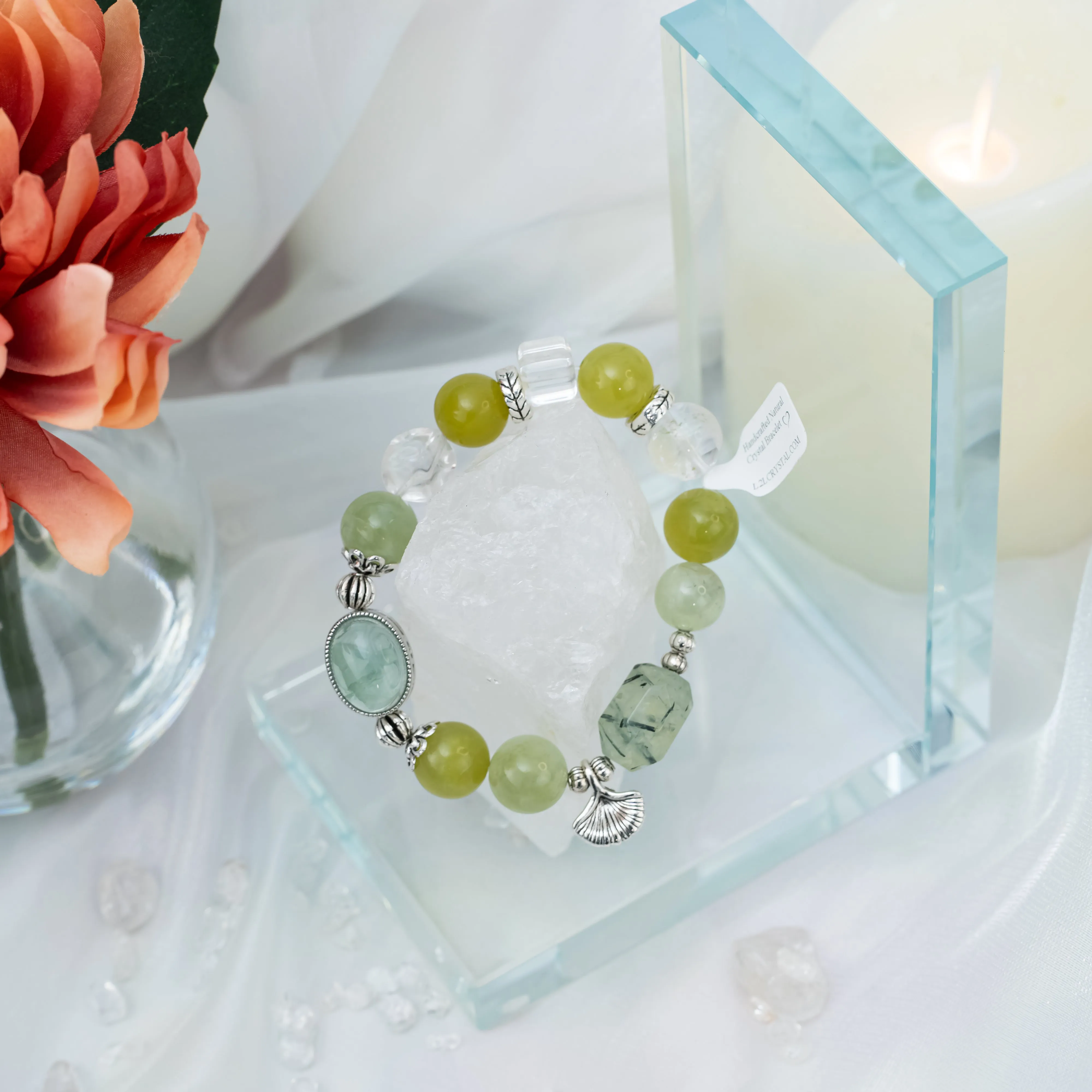 Green Fluorite Prehnite Serpentine Bracelet