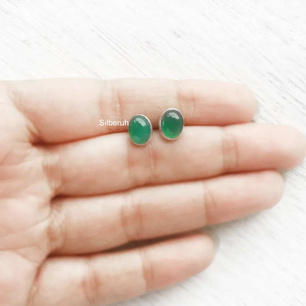 Green Onyx Silver Stud