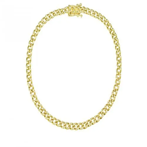 Halfway 3.25mm Diamond Cuban Chain Link Bracelet 6.5"