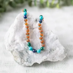 Kids | Malachite Mix   Raw Cognac Amber Necklace