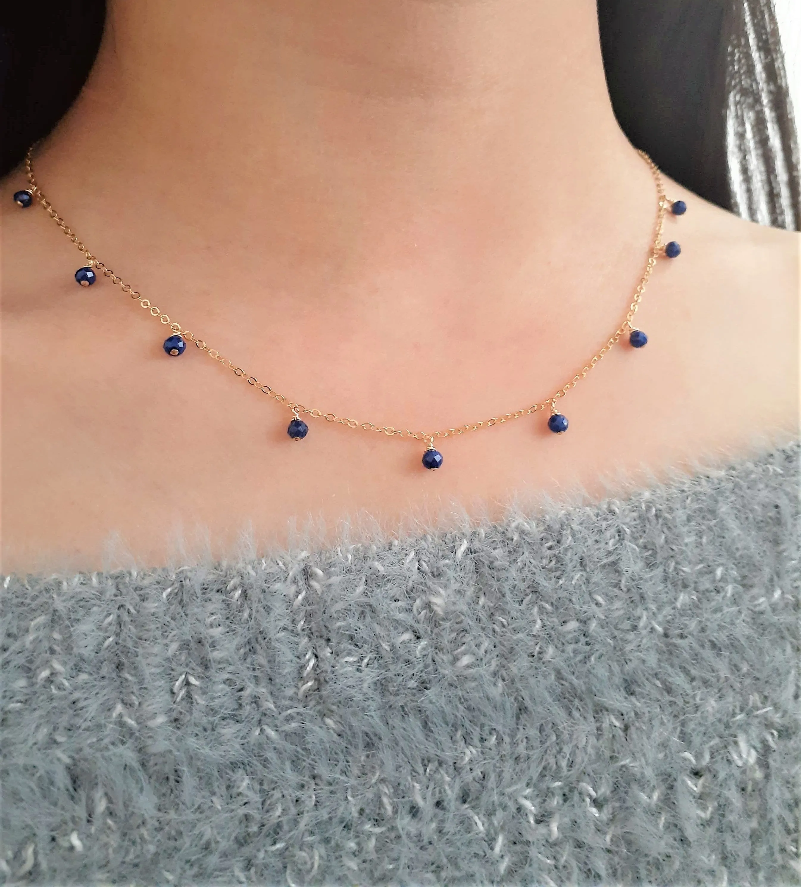Lapis Lazuli Drop Choker Necklace