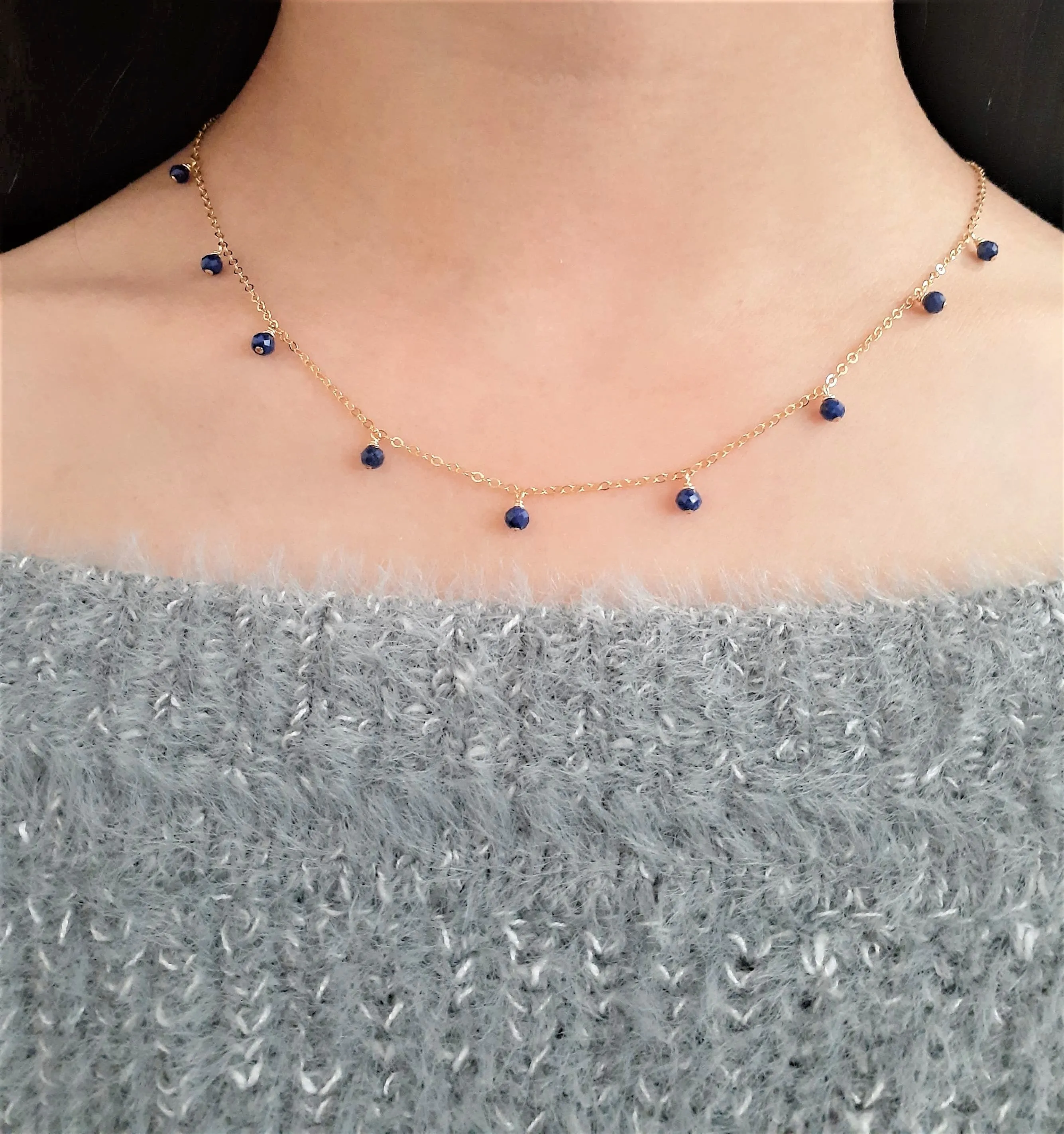 Lapis Lazuli Drop Choker Necklace