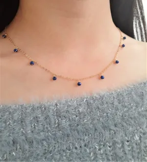 Lapis Lazuli Drop Choker Necklace
