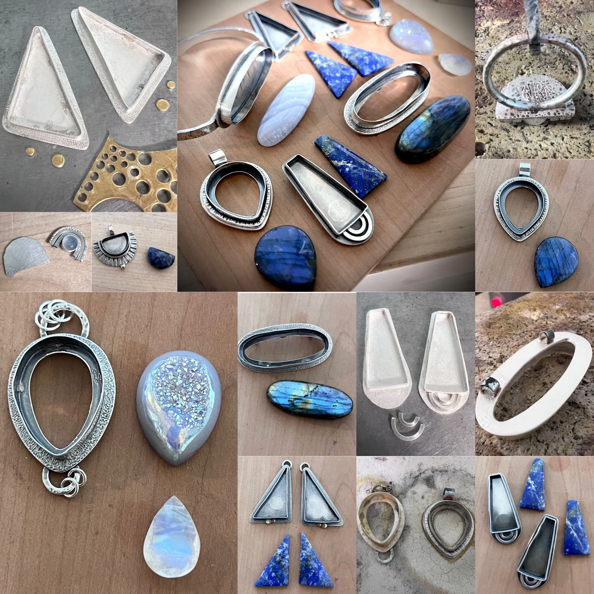 Lapis Lazuli Sterling Silver Necklace | Blue Natural Stone Geometric Pendant