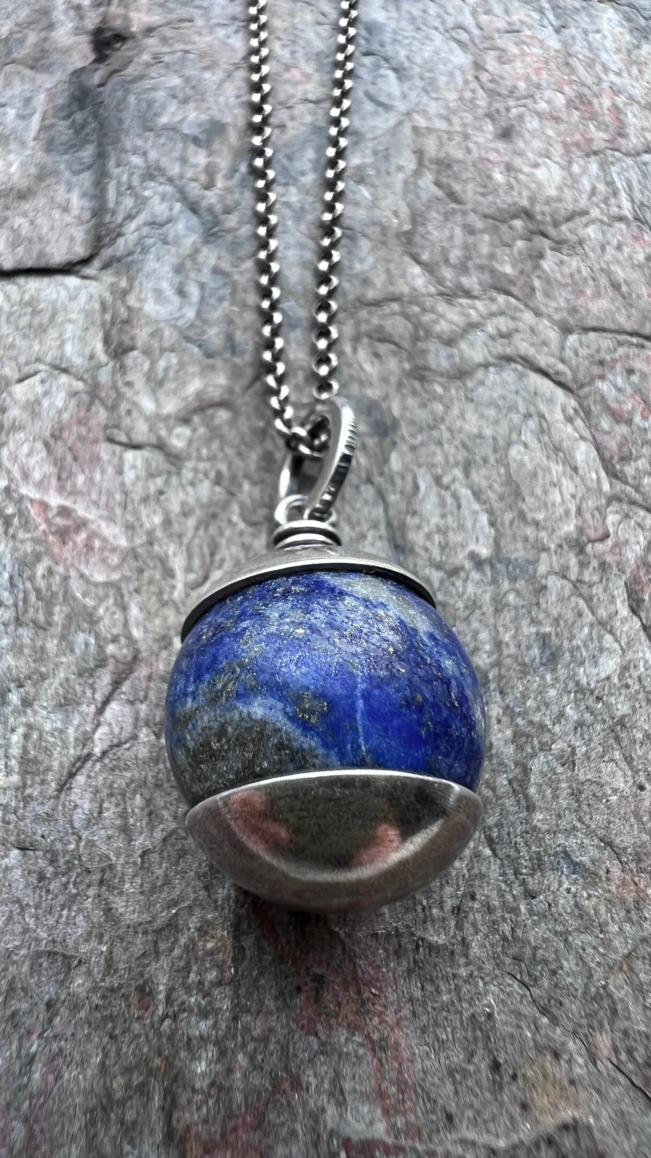 Lapis Lazuli Sterling Silver Necklace - Handmade Pendant on Sterling Silver Chain