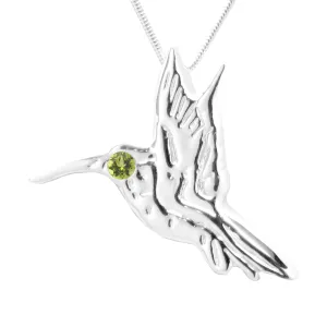 Michele Benjamin Sterling Silver Peridot Hummingbird Pendant Necklace 18L