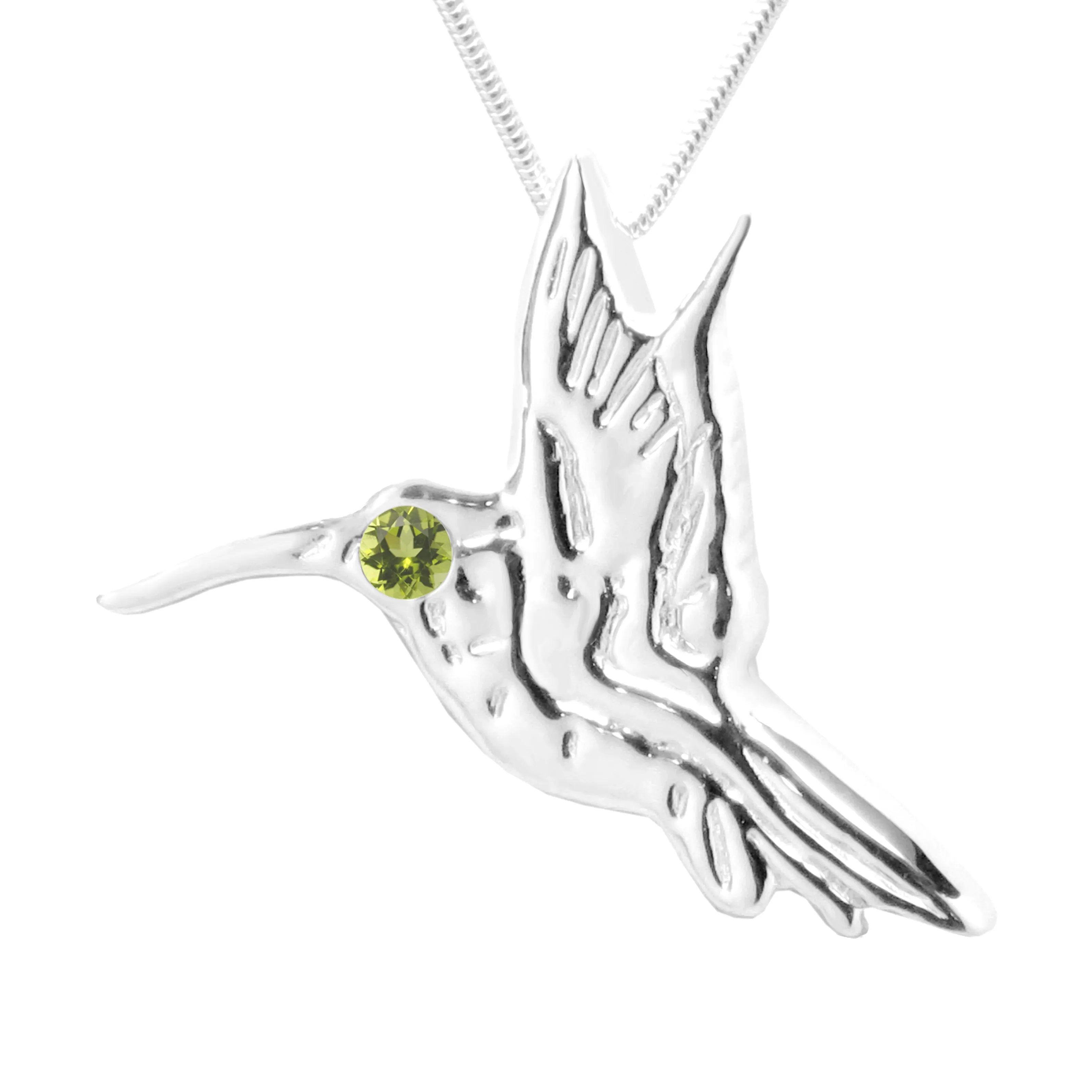 Michele Benjamin Sterling Silver Peridot Hummingbird Pendant Necklace 18L