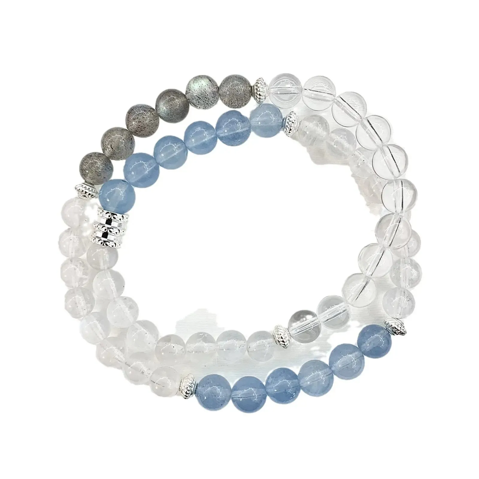 Moonstone Beads Multi-Wrap Aquamarine Bracelet