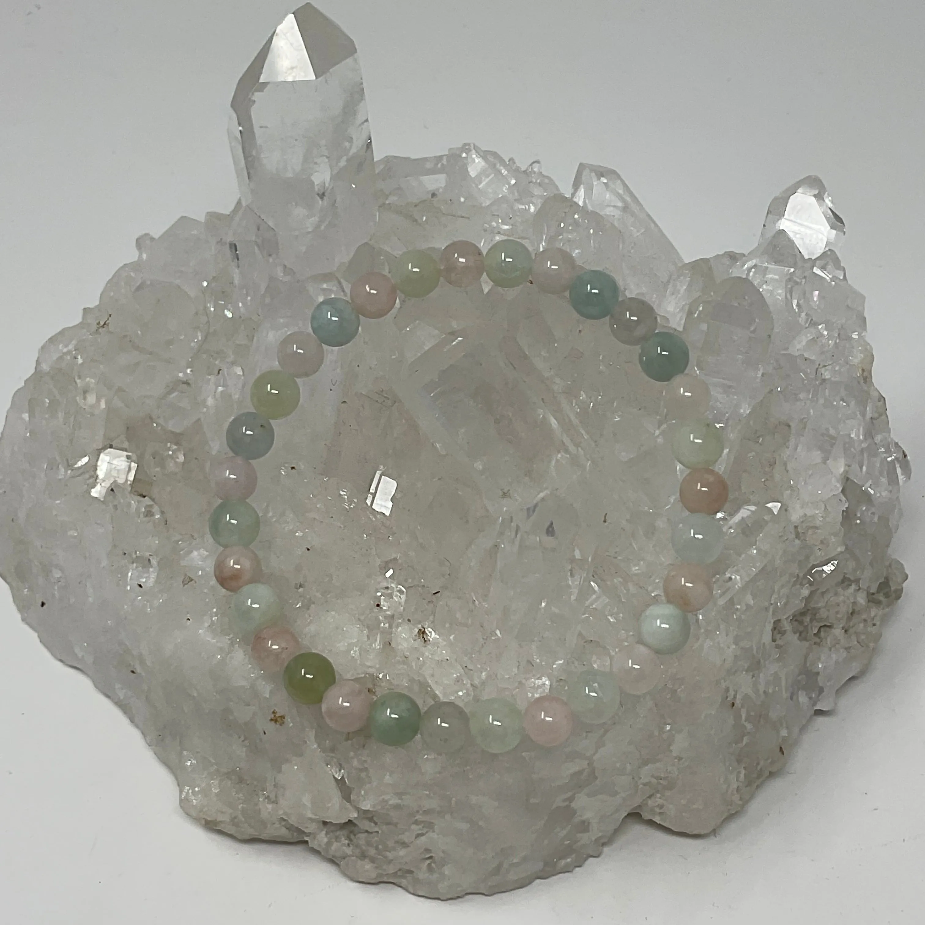 Multi-Color Aquamarine 6mm Round Bracelet