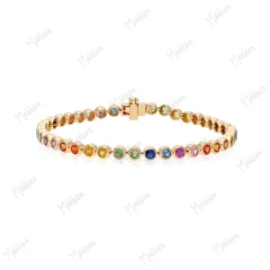 Multicolor Sapphire Bracelet in US Size 7"