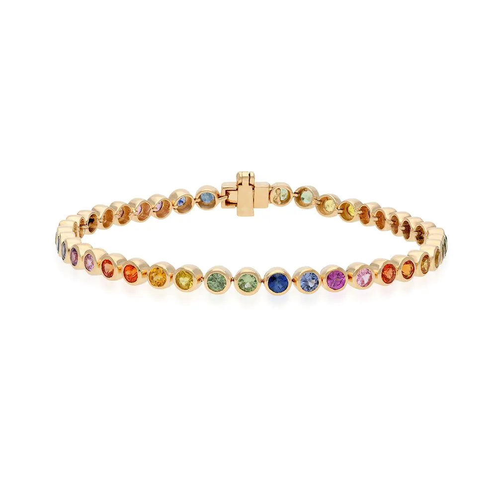 Multicolor Sapphire Bracelet in US Size 7"