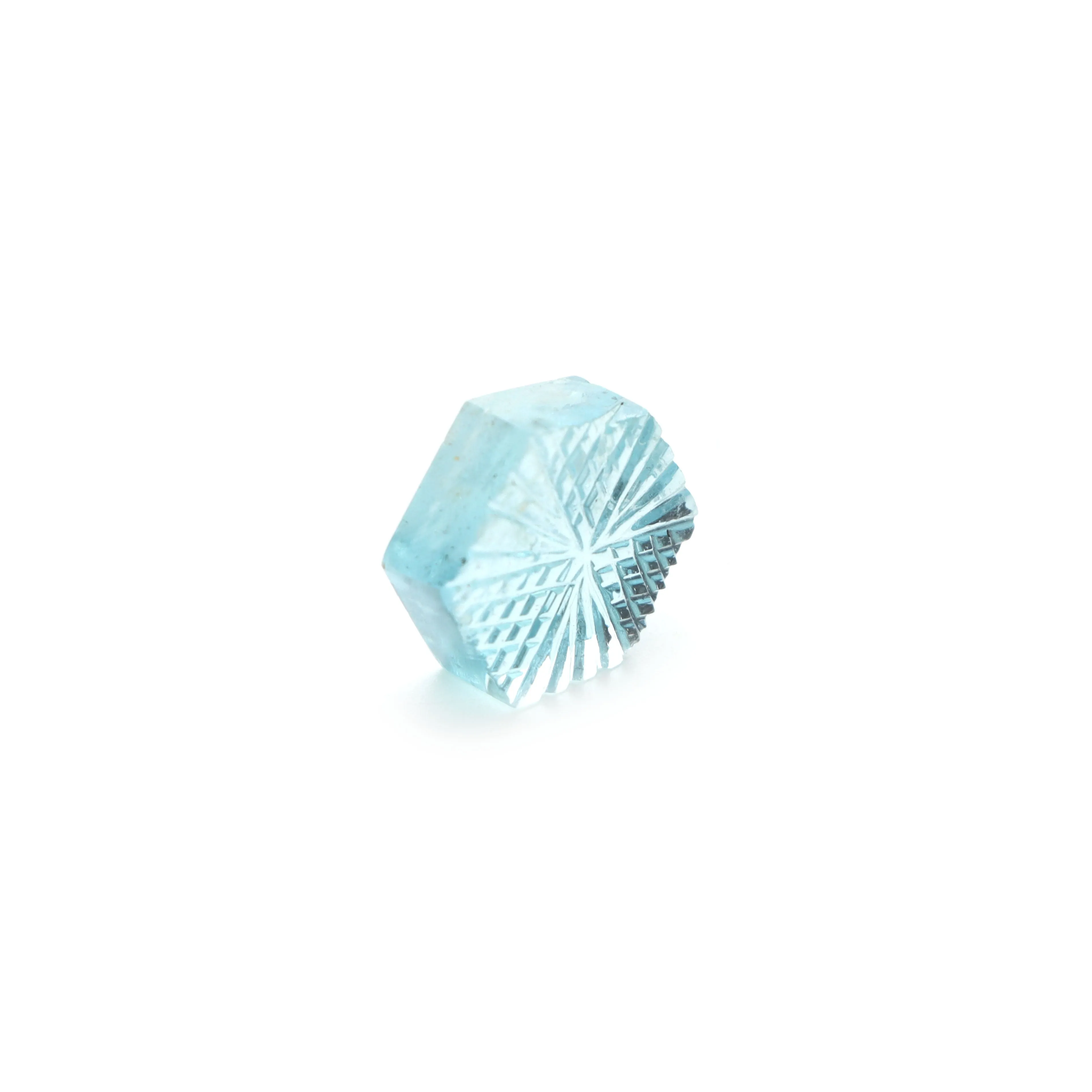 Natural Aquamarine Hexagon Carving Loose Gemstone, 14.5x16 mm, Aquamarine Jewelry Making Gemstone, 1 Piece