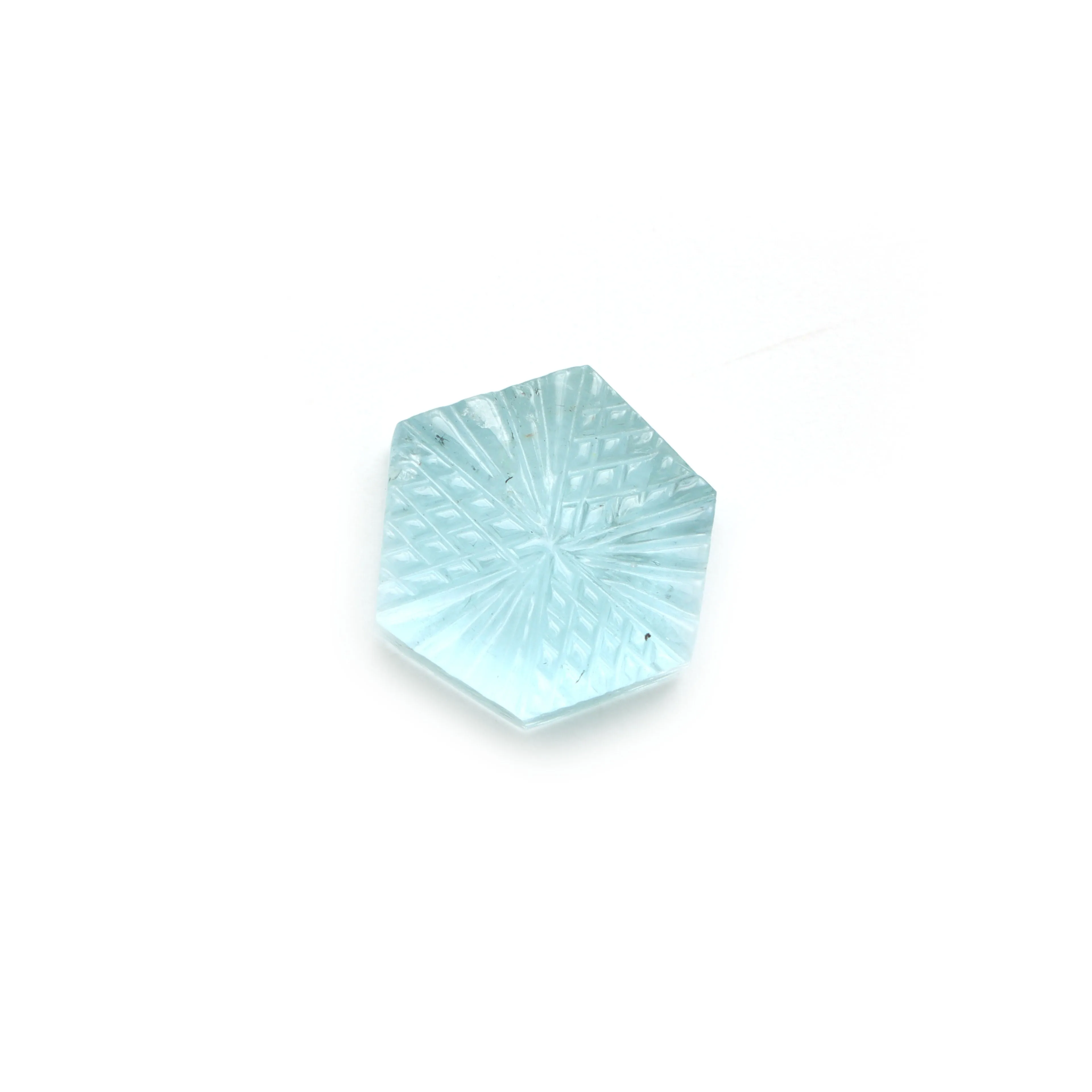 Natural Aquamarine Hexagon Carving Loose Gemstone, 14.5x16 mm, Aquamarine Jewelry Making Gemstone, 1 Piece
