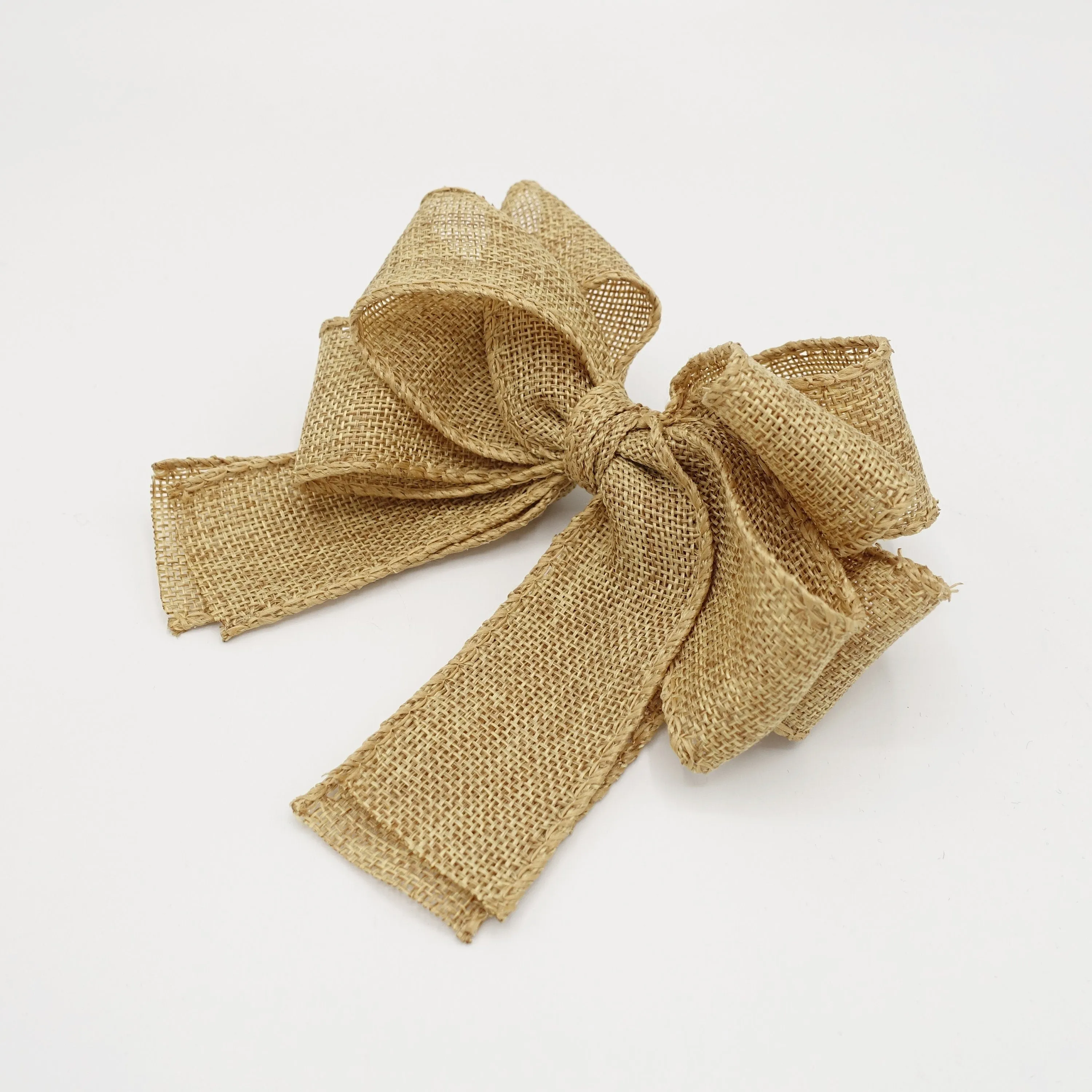 natural hair bow jute blend Spring Summer twin hair bow accessory for women