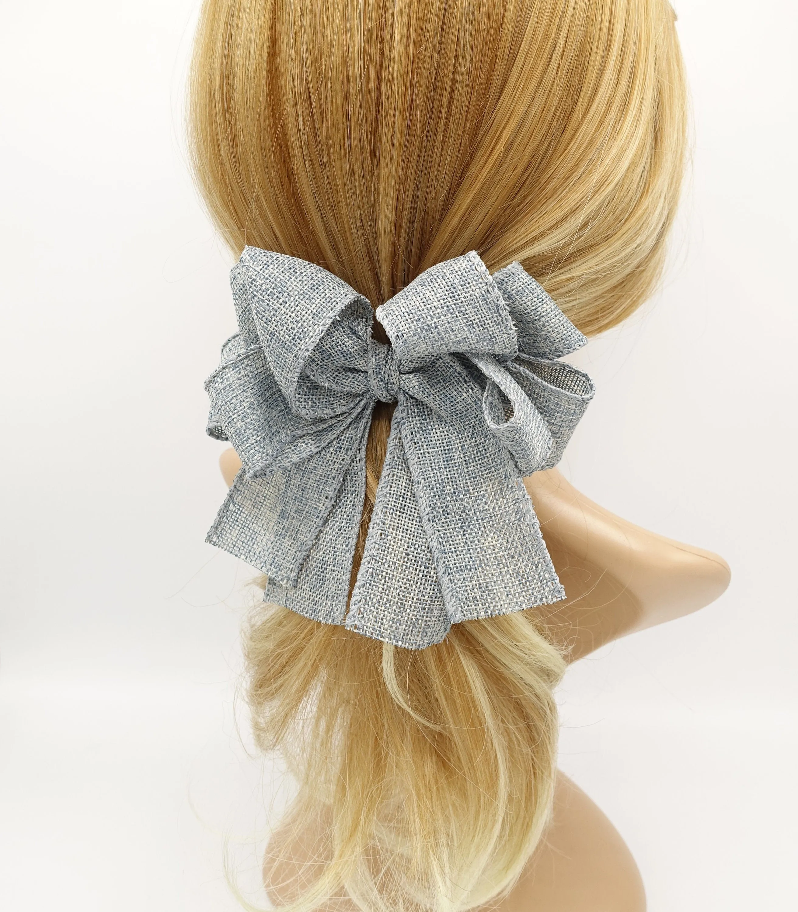 natural hair bow jute blend Spring Summer twin hair bow accessory for women